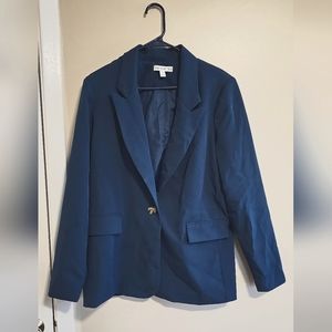 "And Now This" oversized blue blazer